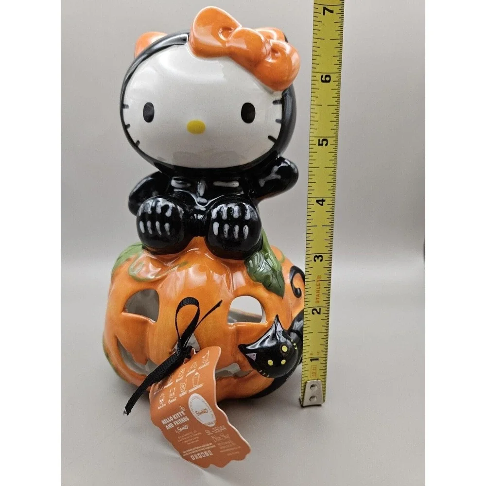 Hello‎ Kitty HK Skeleton On Halloween Pumpkin Blue Sky